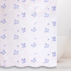 Шторы для ванны текстильные,180х180 (розово-сиреневые цветы) (Россия)