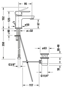 Смеситель для умывальника Duravit А.1 S A11010002010 с донным клапаном