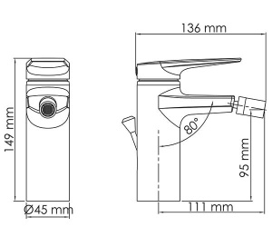 Смеситель для биде WasserKraft Lopau 3206 с донным клапаном