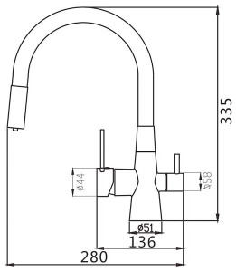 Смеситель для кухонной мойки Shevanik S668E с подключением к фильтру воды