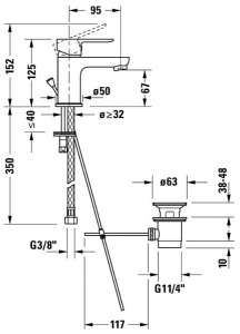 Смеситель для умывальника Duravit A.1 M A11020001010 с донным клапаном