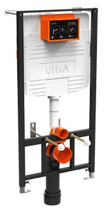Комплект инсталляции Vitra Uno c кнопкой Uno и подвесным унитазом Vitra S10 Spinflush