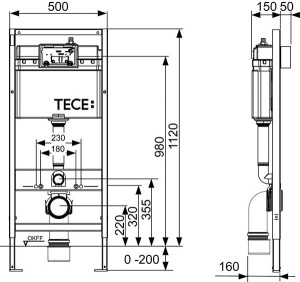 Система инсталляции для унитаза TECEbase kit 9400401S (9400412) c кнопкой и подвесным унитазом Timo Rimless Kulo TK-403