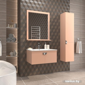 Мебель для ванных комнат Misty Зеркало Сахара-75 в раме песочное фото 2