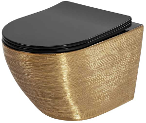 Подвесной унитаз Rea Carlo Flat Gold Brush Black C3300