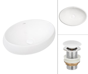 Комплект 2 в 1 умывальник Roxen Trendo mini 110200-W с донным клапаном