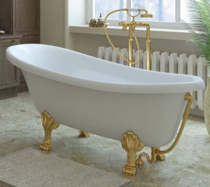Ванна из искусственного камня Aquanet Family Stone Classic ножки золото