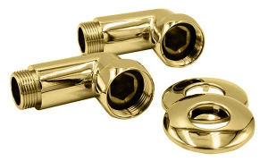 Комплект угловых американок 1-1/4"х1" Г/Ш золото