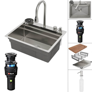 Кухонная мойка Roxen Stage Plus 560250-60 многофункциональная в комплекте с измельчителем Bort Caiman 93418064