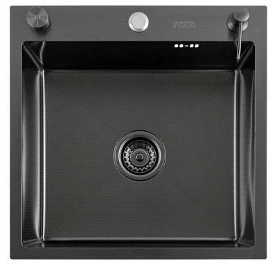 Кухонная мойка Avina Futur FK Eco Embossing Pop-up Econom Black Nano с дозатором