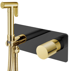 Смеситель встраиваемый Boheme Stick 127-BG.2 Black Touch Gold с гигиеническим душем