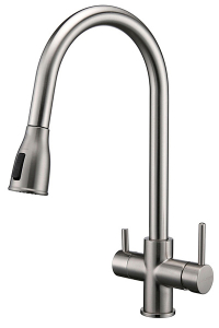 Смеситель для кухонной мойки Paulmark Lange La214212-NI(BS) / La214212-CR с подключением к фильтру воды