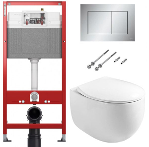 Комплект инсталляции TECEbase kit 9400401 с кнопкой Tecenow 9240402 и унитазом Roxen EGG 530170-01