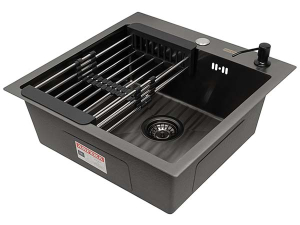 Кухонная мойка Arfeka AF 55 Black с коландером и дозатором