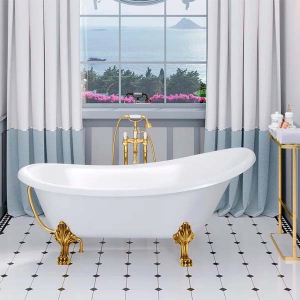 Ванна из искусственного камня Aqua de Marco Эдельвейс золотые ножки