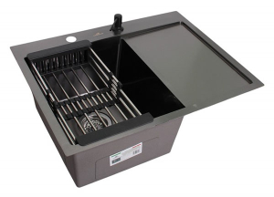 Кухонная мойка Wisent WS-37851B-L-114 с коландером и дозатором