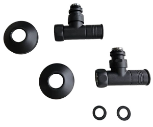 Комплект вентилей угловых колпачковых 3/4''х1/2" Г/Ш + отражатели черный