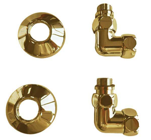 Комплект угловых американок Terminus 3/4"х1/2" Г/Ш со сгоном + отражатели золото
