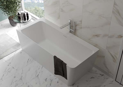 Ванна из искусственного камня Belux Турин ТУ-1600 белый матовый Solid Surface