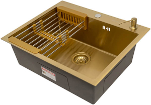 Кухонная мойка Arfeka Eco AR 60 Gold с коландером и дозатором