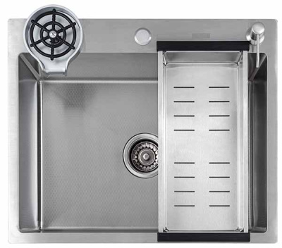 Кухонная мойка Avina Futur FK Eco Embossing Pop-up Rinzer Plus с дозатором, коландером и ринзером