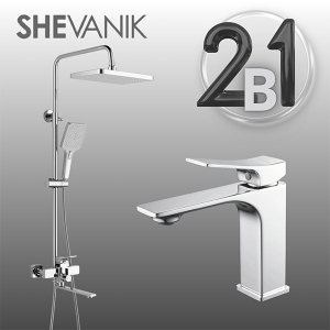 Душевая стойка Shevanik S6136 со смесителем для умывальника Shevanik S6101