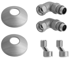 Комплект угловых американок Terminus 3/4"х1/2" Г/Ш со сгоном + отражатели сатин