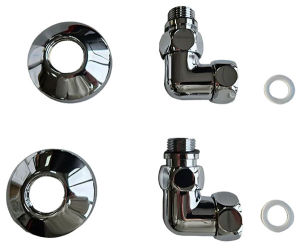 Комплект угловых американок 3/4"х1/2" Г/Ш со сгоном + отражатели хром