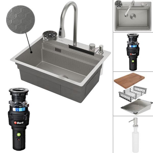 Кухонная мойка Roxen Stage Plus 560250-60-S многофункциональная в комплекте с измельчителем Bort Caiman 93418064