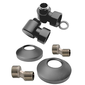 Комплект угловых американок 3/4"х1/2" Г/Ш + чашки 3/4" + эксцентрики 3/4"х1/2" оружейная сталь
