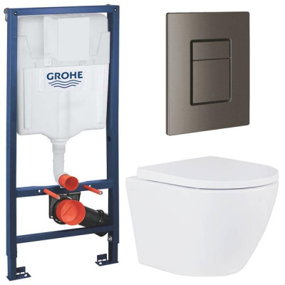 Комплект инсталляции Grohe Rapid SL 38772001 с брашированной кнопкой и подвесным унитазом Roxen Antares Tornado 530185-02