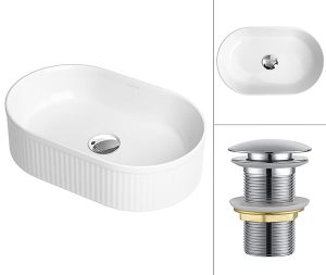Комплект 2 в 1 умывальник Roxen Royal Oval 110170-CH с донным клапаном
