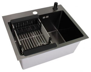 Кухонная мойка Wisent WS-35040B-114 с коландером и дозатором