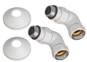 Комплект угловых американок Terminus 3/4"х1/2" Г/Ш со сгоном + отражатели белый