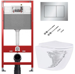 Комплект инсталляции TECEbase kit 9400401 с кнопкой Tecenow 9240402 и унитазом Roxen Antares Tornado 530205-01