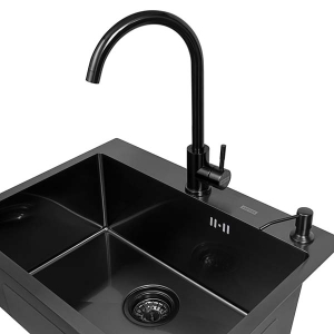 Кухонная мойка Arfeka Eco AR 60 Black PVD Nano со смесителем и дозатором