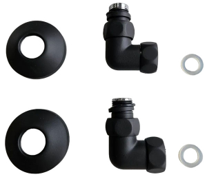 Комплект угловых американок 3/4"х1/2" Г/Ш со сгоном + отражатели черный