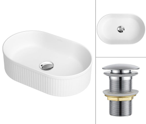 Комплект 2 в 1 умывальник Roxen Royal Oval M 110170M-CH с донным клапаном