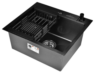 Кухонная мойка Wisent WS-35044B+WW405B+W302644B с коландером и дозатором