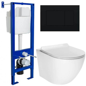 Комплект инсталляции Berges Аtom 410 c кнопкой и унитазом AV Engineering Comfort AVWHR203