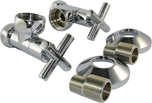 Комплект угловых американок для полотенцесушителей Stinox с вентилем 3/4"х1/2" Г/Г