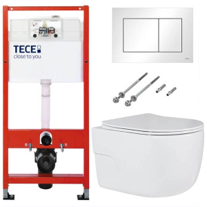 Система инсталляции для унитаза TECEbase kit c кнопкой 9400413 и унитазом Roxen Porto 530155-01 Rimless Soft Close