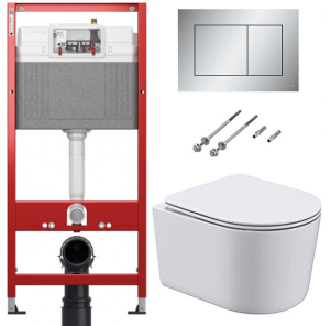 Комплект инсталляции TECEbase kit 9400401 с кнопкой Tecenow 9240402 и унитазом Roxen Simple Compact 530120-01