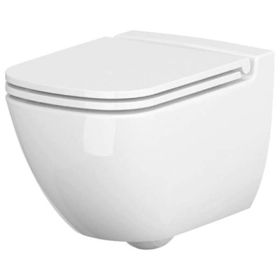 Подвесной унитаз Cersanit Caspia New Clean On безободковый с сиденьем Slim Soft Close