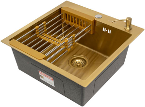 Кухонная мойка Arfeka Eco AR 50 Gold с коландером и дозатором