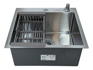 Кухонная мойка Wisent WGS-35050+WW405A+W302644 с коландером и дозатором