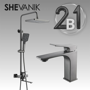Душевая стойка Shevanik S6136T со смесителем для умывальника Shevanik S6101T