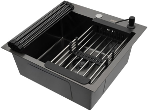 Кухонная мойка Arfeka Eco AR 50 Black с коландером, дозатором и роллер-матом