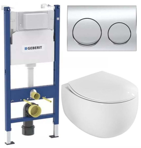 Комплект инсталляции Geberit Alpha 458.233.00.2A20Ch с унитазом Roxen EGG 530170-01 Rimless Soft Close