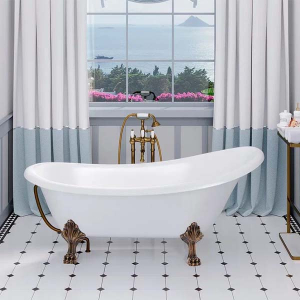 Ванна из искусственного камня Aqua de Marco Эдельвейс бронзовые ножки